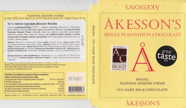 Akessons single plantation chocolate brazil 55 dark mil
