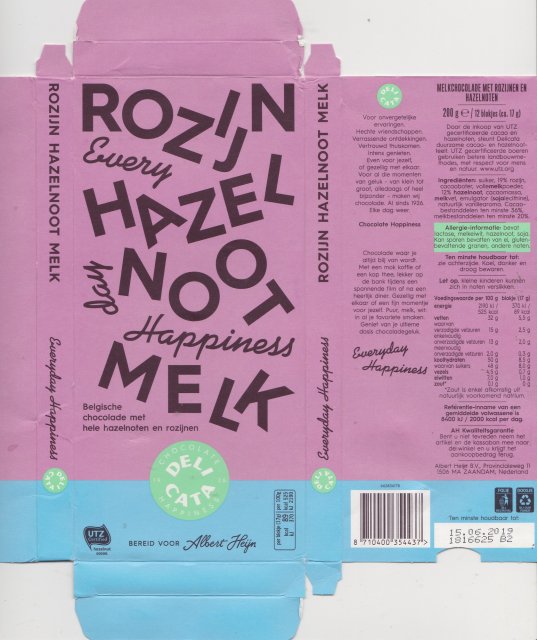 AlbertHeijn rozijn hazelnoot melk