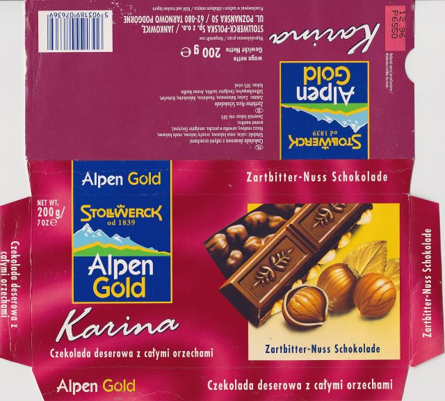 Alpen Gold srednie poziom kwadrat deserowa z calymi orzechami karina 7 OZ _x_