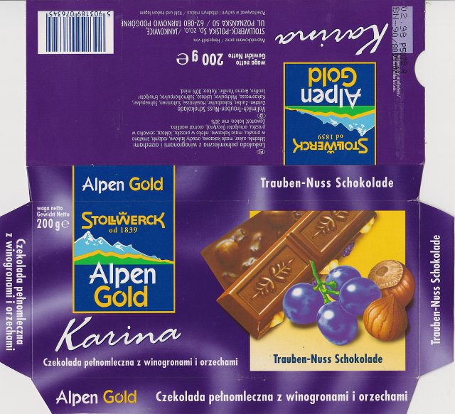 Alpen Gold srednie poziom kwadrat pelnomleczna z winogronami i orzechami Karina _x_