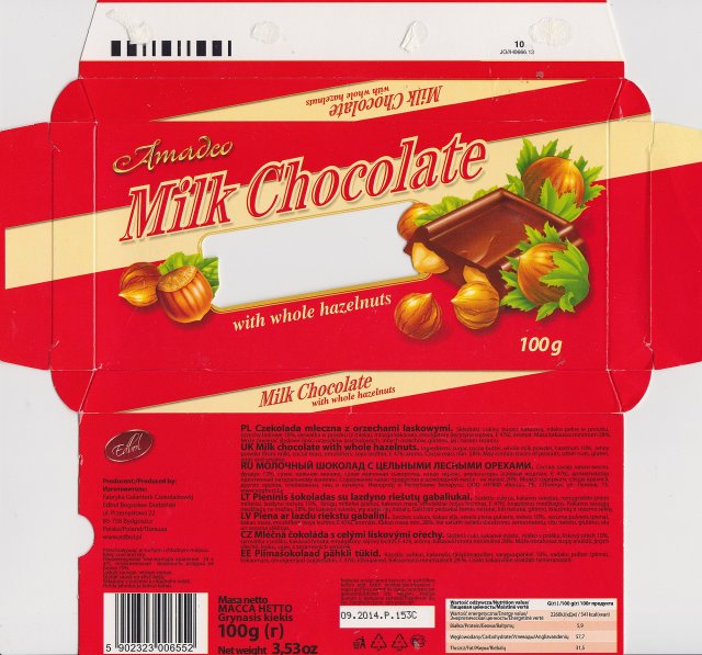 Amadeo Milk Chocolate with whole hazelnuts