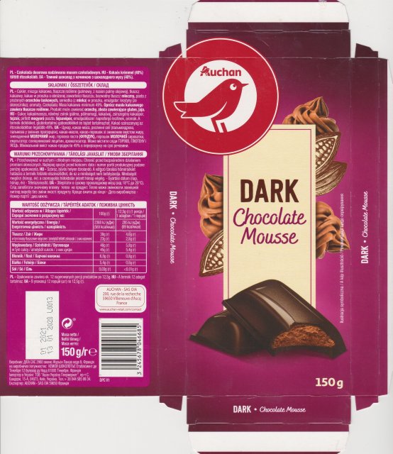 Auchan 6 dark chocolate mousse