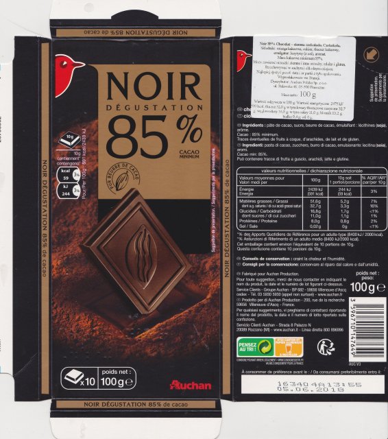 Auchan noir degustation 85