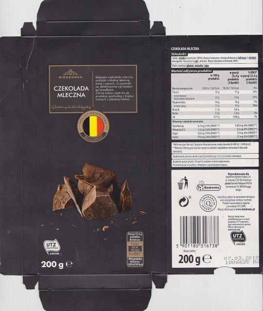 Baronie Belgium Biedronka mleczna UTZ 183kcal