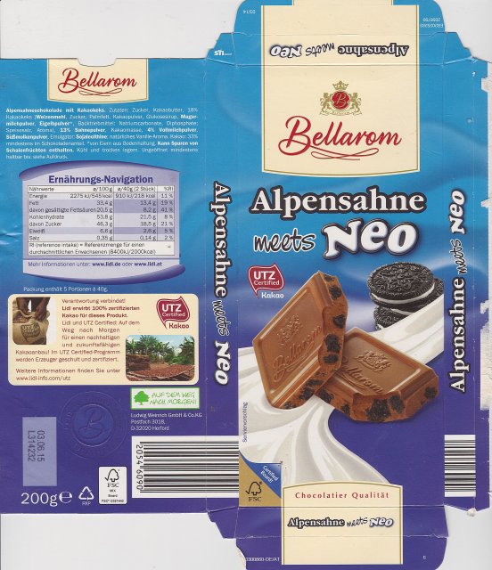 Bellarom srednie UTZ Alpensahne meets Neo certified