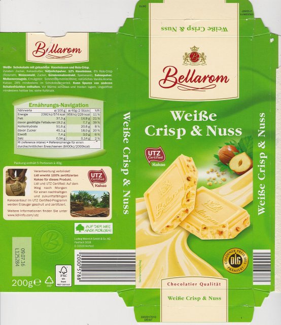 Bellarom srednie UTZ Weisse Crisp & Nuss DLG