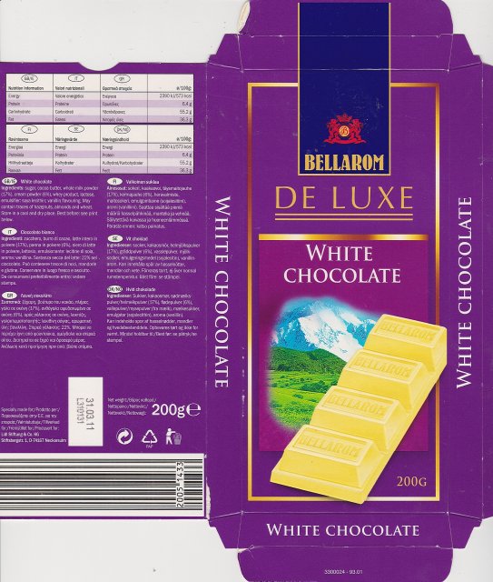 Bellarom srednie de luxe kwadrat white chocolate