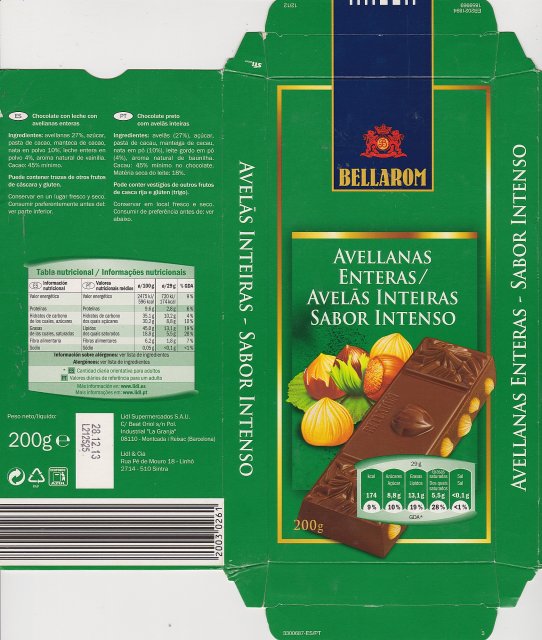 Bellarom srednie kwadrat avellanas enteras 174kcal