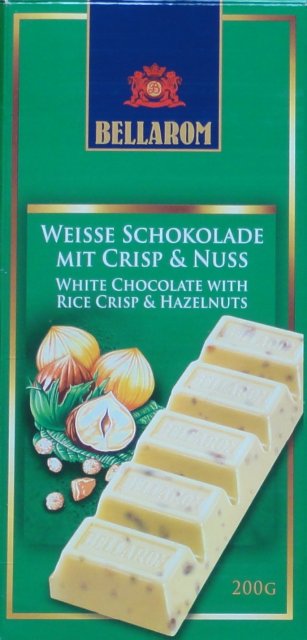 Bellarom srednie kwadrat weisse schokolade mit crisp & nuss_cr