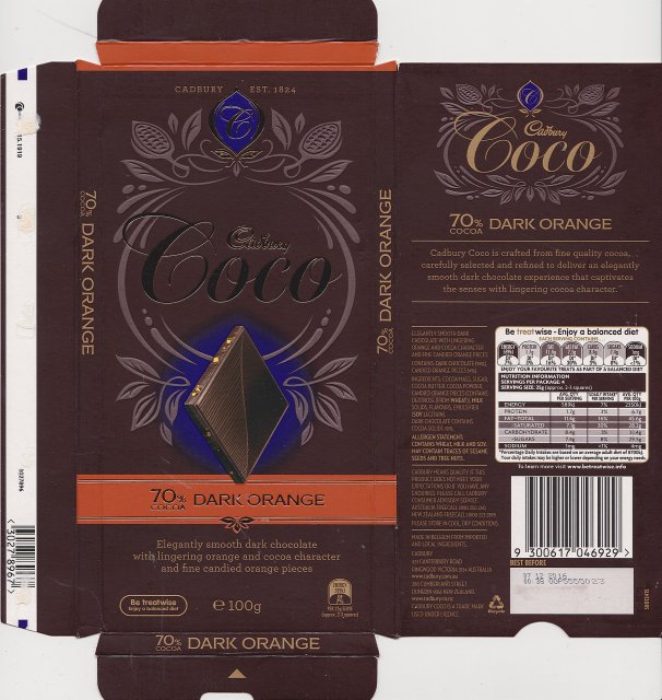 Cadbury Coco 70 dark orange
