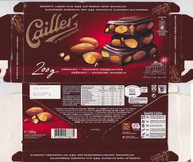 Cailler cremant amandes croquantes 96kcal