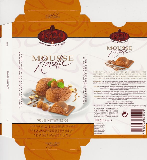 Camille Bloch pion 3 Mousse Noisette