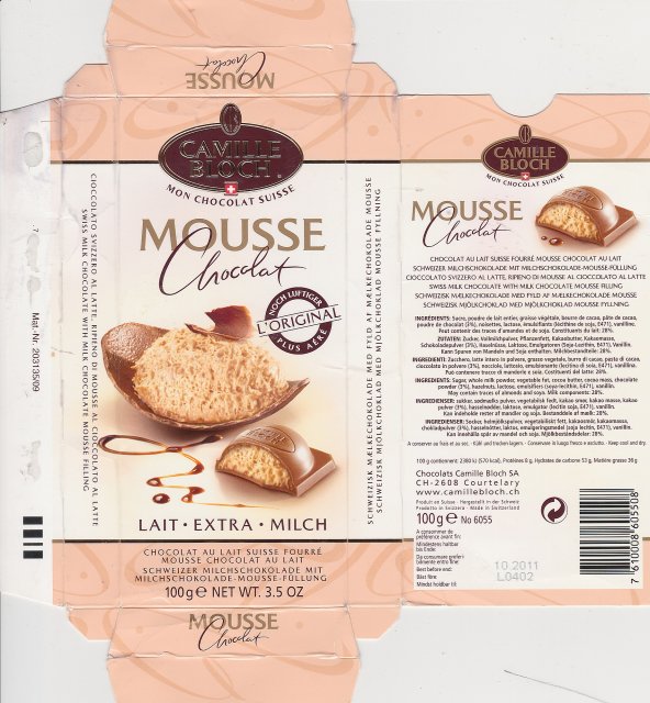 Camille Bloch pion 3 mousse chocolat lait extra milch