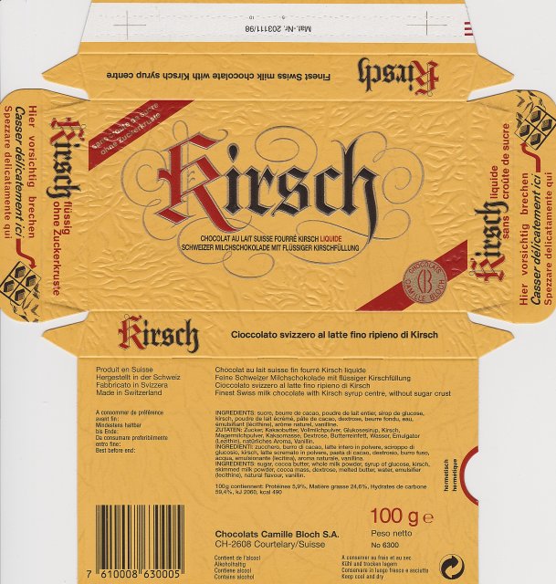 Camille Bloch poziom Kirsch