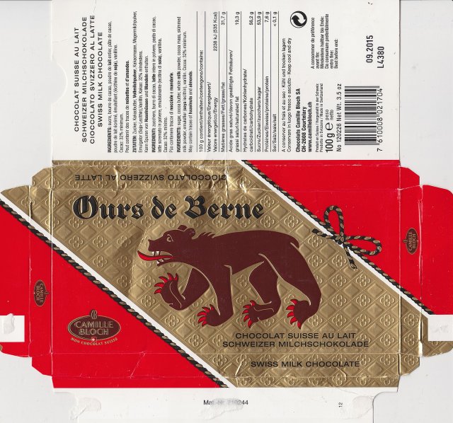 Camille Bloch poziom Ours de Berne 100g
