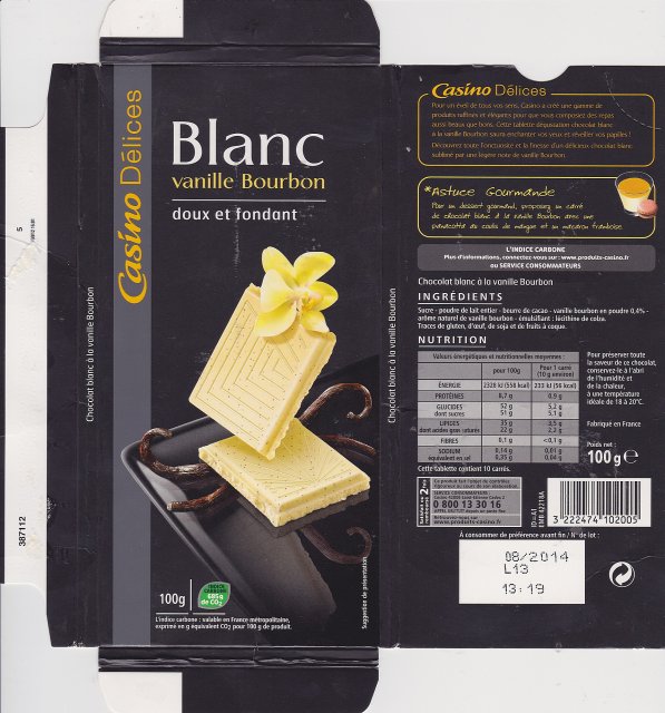 Casino 2 Delices Blanc vanille Bourbon