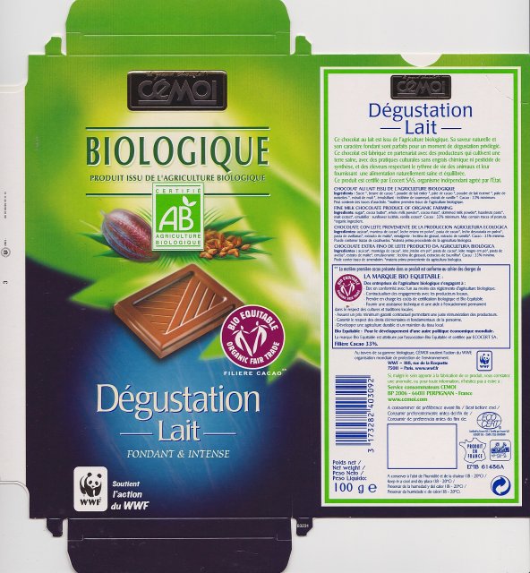 Cemoi biologique Degustation Lait