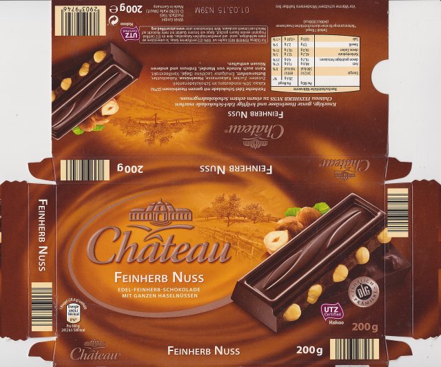 Chateau poziom kolko Feinherb Nuss 166kcal UTZ Jahrlich Pramiert
