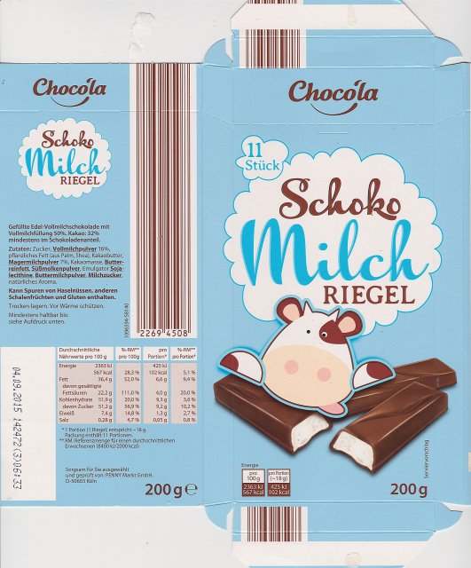 Chocola srednie pion Schoko Milch Riegel 102kcal