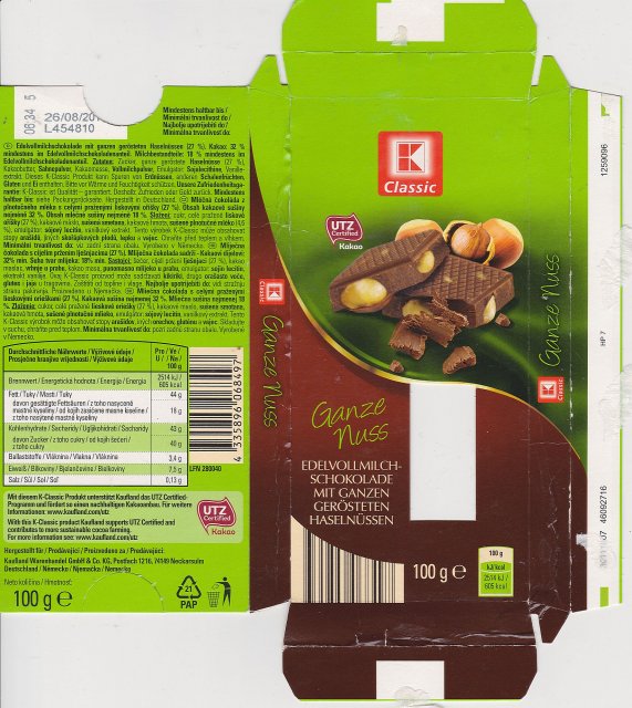 Classic ganze nuss utz 605kcal