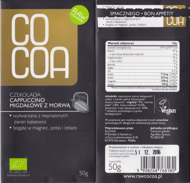 Cocoa 1 czekolada cappuccino migdaÅowe z morwÄ