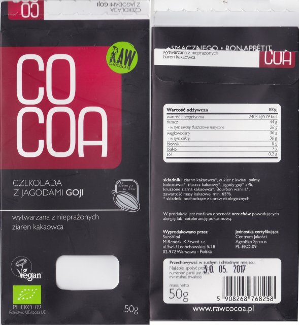 Cocoa czekolada z jagodami goji