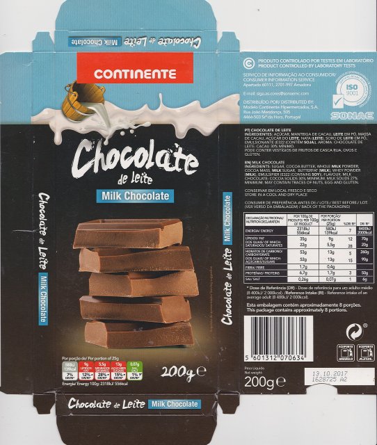 Continente milk chocolate