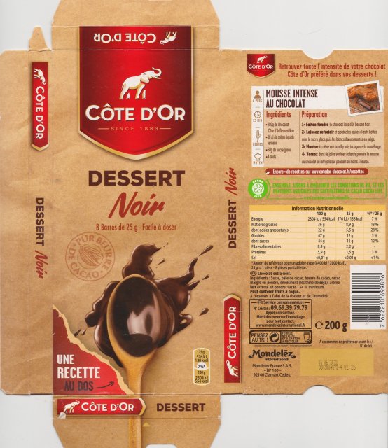 Cote dOr pion 16 dessert noir 138kcal