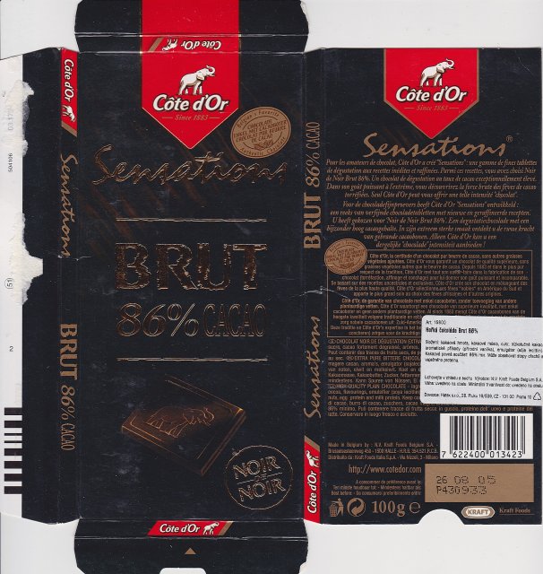 Cote dOr pion sensations 2 brut 86 cacao noir noir