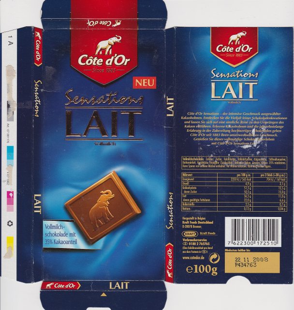 Cote dOr pion sensations 3 lait neu