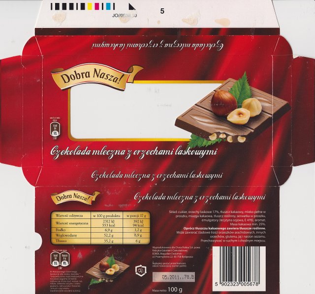 Edbol Dobra Nasza mleczna z orzechami laskowymi 94kcal