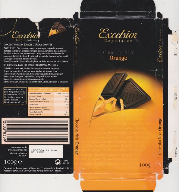 Excelsior 3 Degustation Chocolat noir Orange