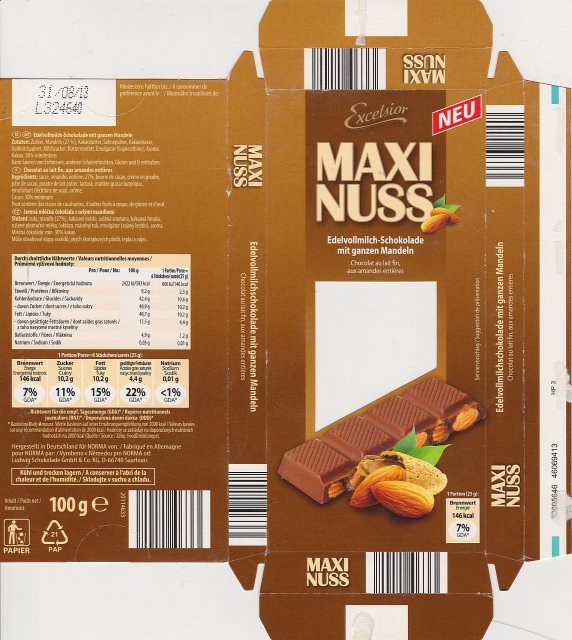 Excelsior Maxi Nuss 1 z migdalami neu 146kcal