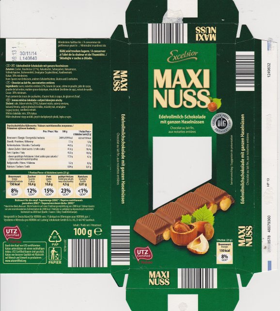 Excelsior Maxi Nuss 1 z orzechami laskowymi 150kcal