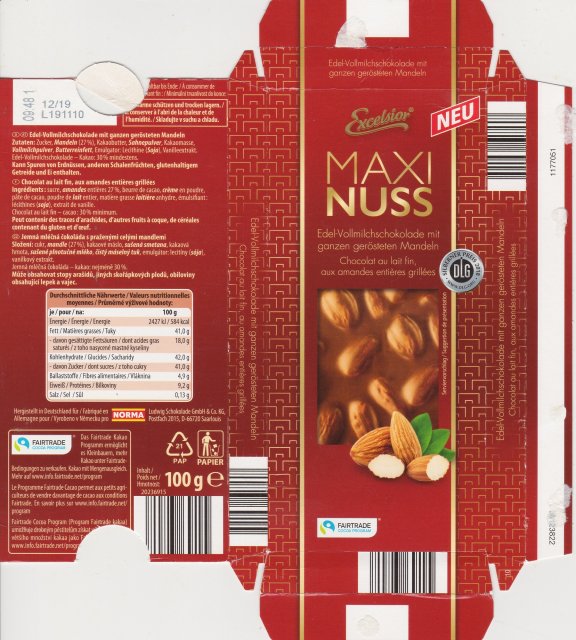 Excelsior Maxi Nuss 2 z migdalami neu dlg fairtrade