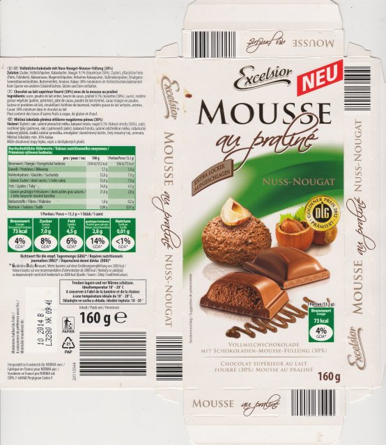 Excelsior Mousse au praline nuss nougat dlg 73kcal extra locker aufgeschlagen
