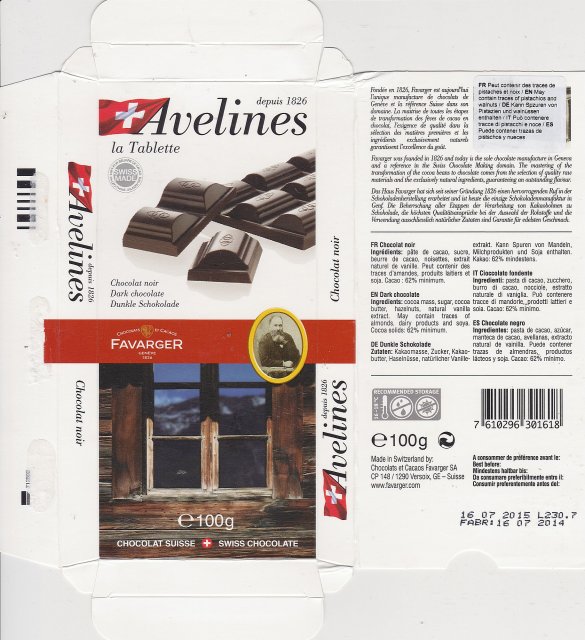 Favarger Avelines dark chocolate