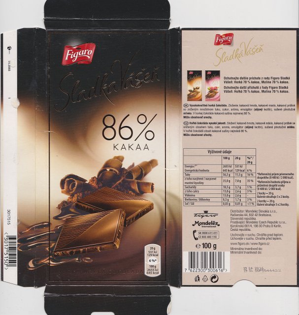 Figaro Sladka Vasen 1 horka 86 kakaa 129 kcal