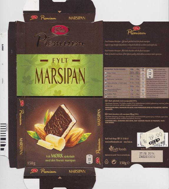 Freia Premium 2 FYLT Marsipan 115kcal
