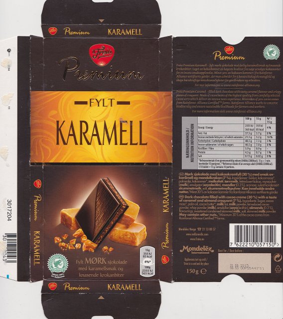 Freia Premium 6 FYLT Karamell 85kcal certified