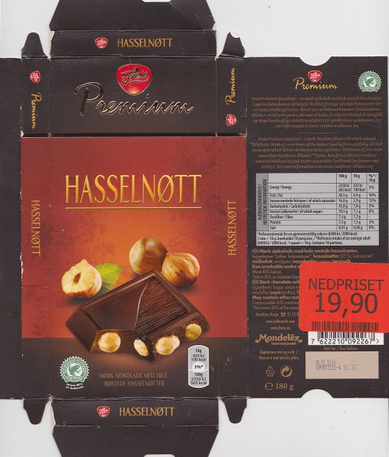 Freia Premium 7 hasselnott 100kcal