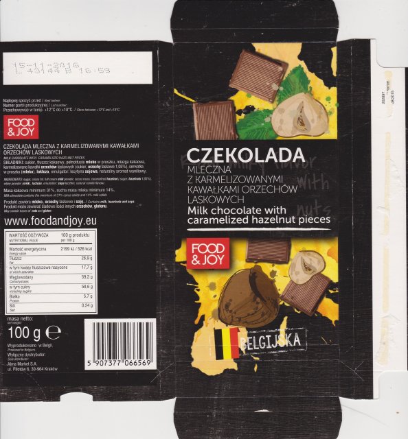 food and joy belgijska mleczna z karmelizowanymi kawalkami orzechow laskowych