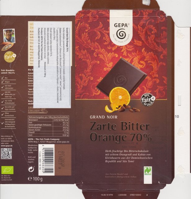 Gepa 1 Grand noir zarte bitter orange 70 fair