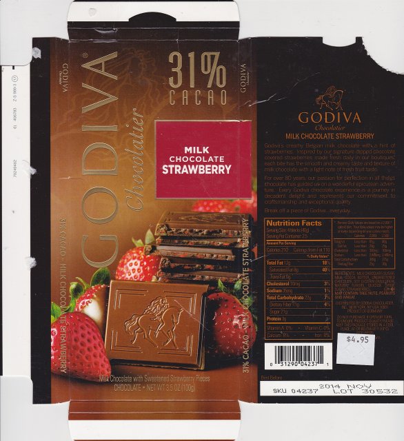 Godiva 31% milk chocolate strawberry