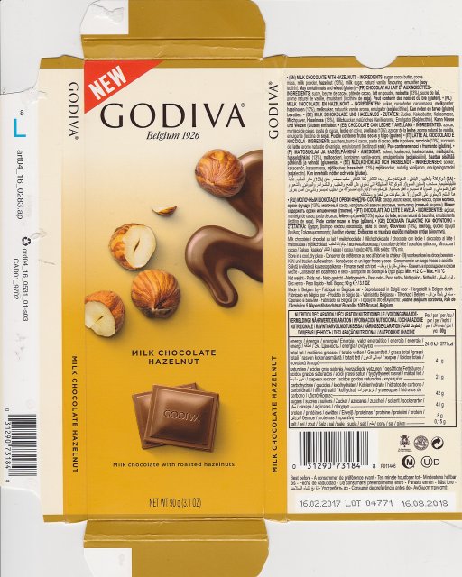 Godiva new milk chocolate hazelnut