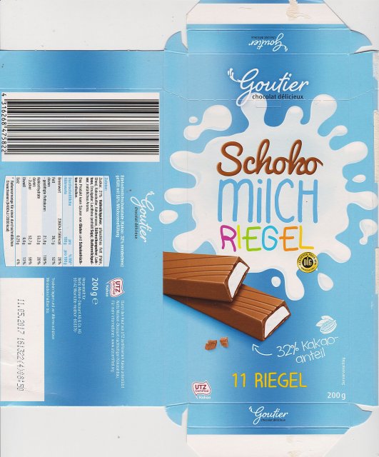 Goutier 1 Schoko Milch Riegel dlg utz