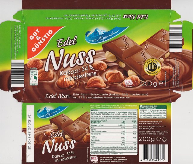 Gut&Gunstig Edel Nuss 597kcal utz goldener preis 2014