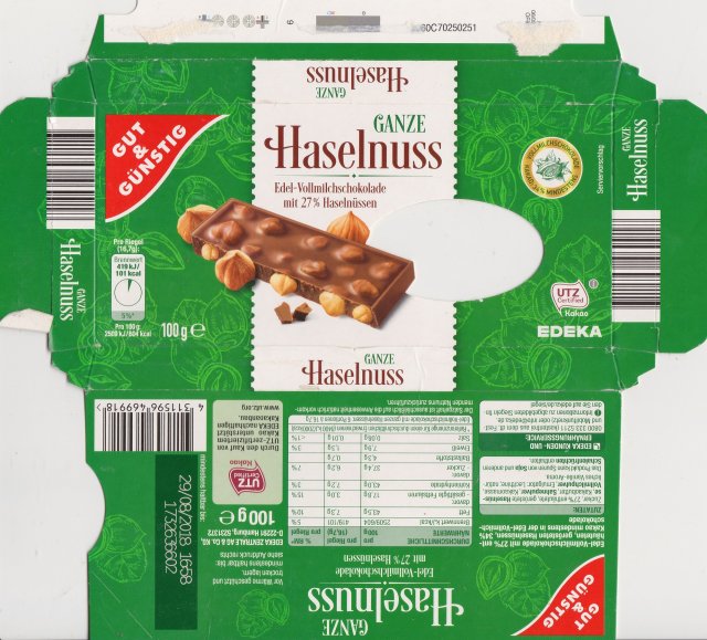 Gut&Gunstig Ganze Haselnuss 101kcal utz edeka