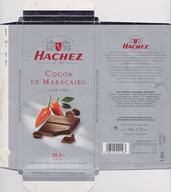 Hachez Cocoa de Maracaibo cafe chili