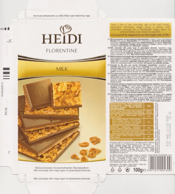 Heidi srednie Florentine Milk milchschokolade mit karamelisierterten